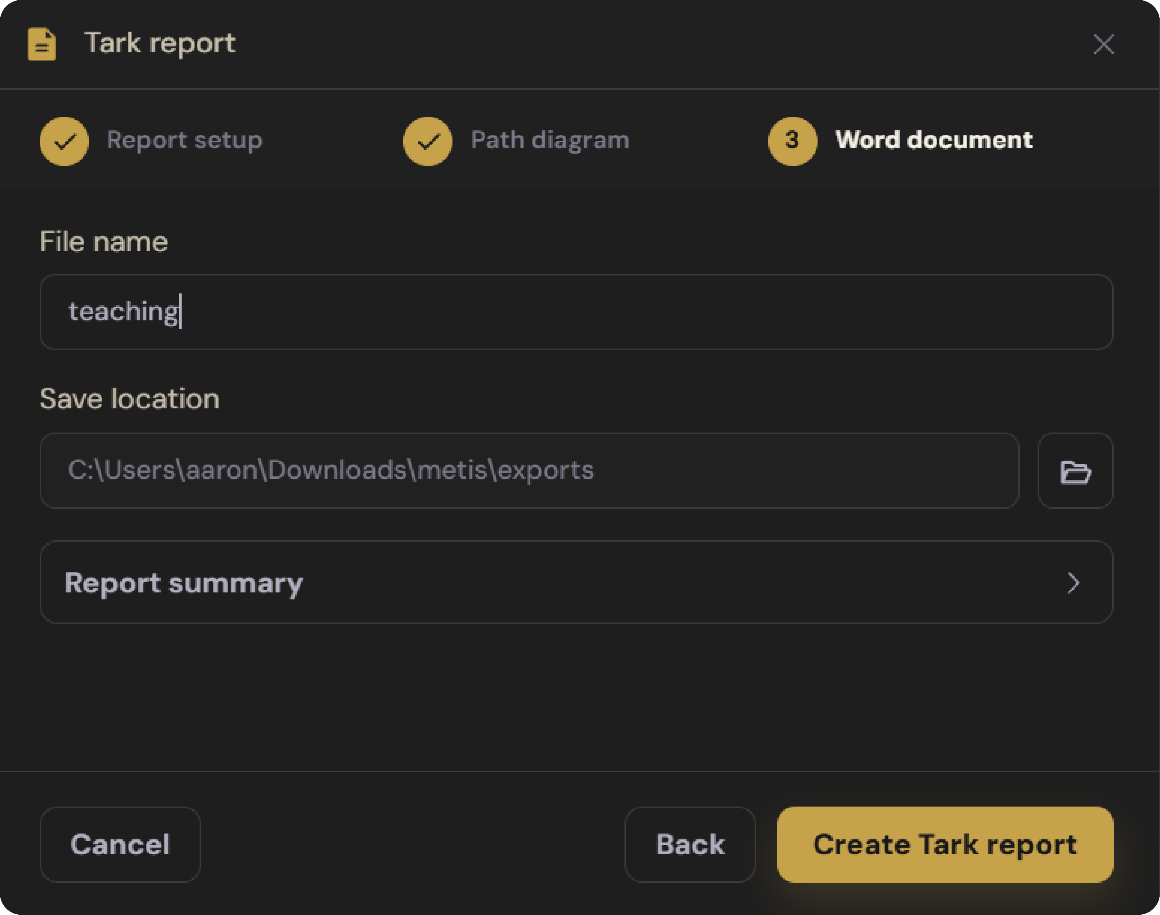 Tark Step 3 Word Document Dark